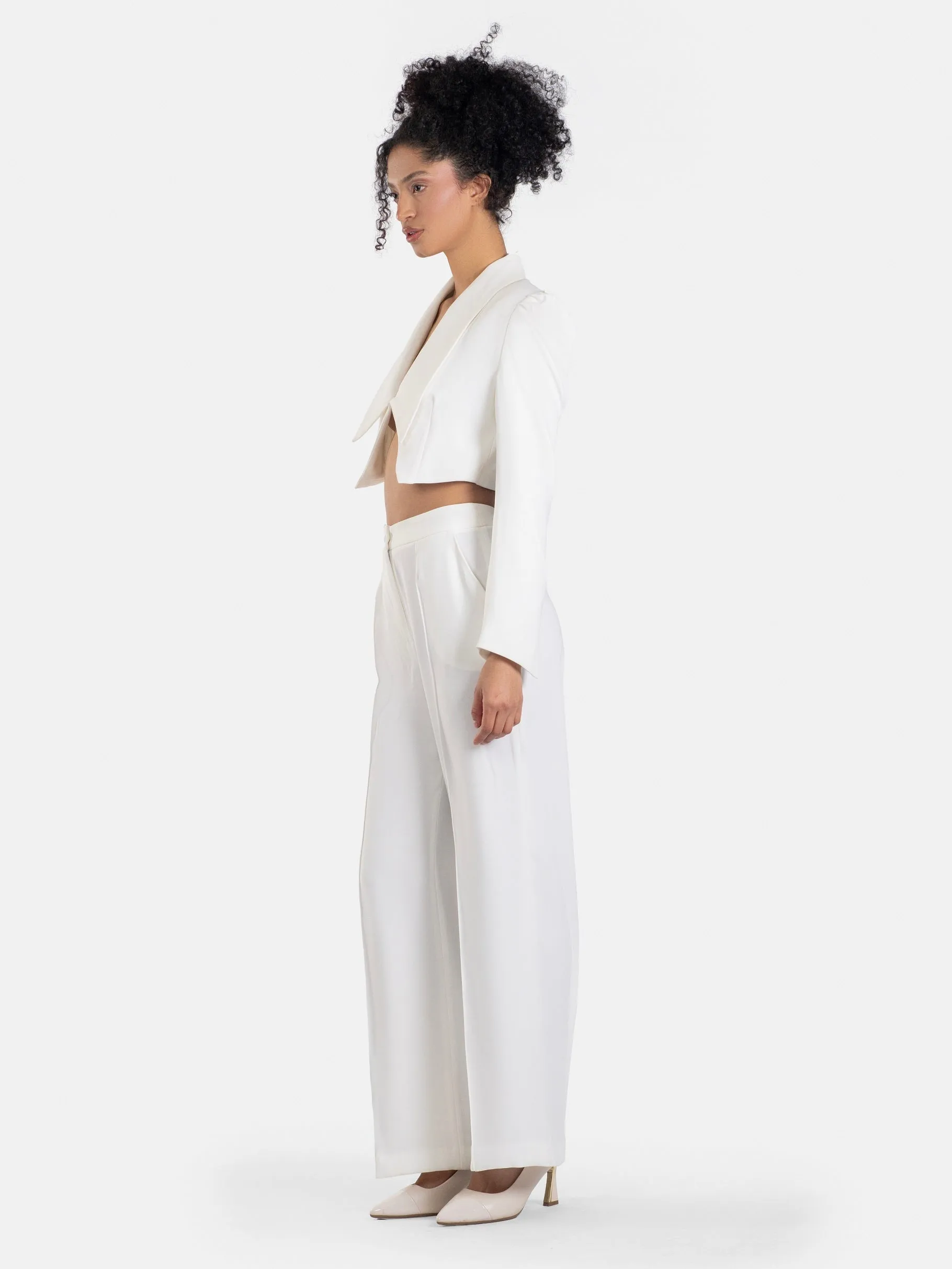 Cascade Cropped Blazer and Palazzo Pants Set