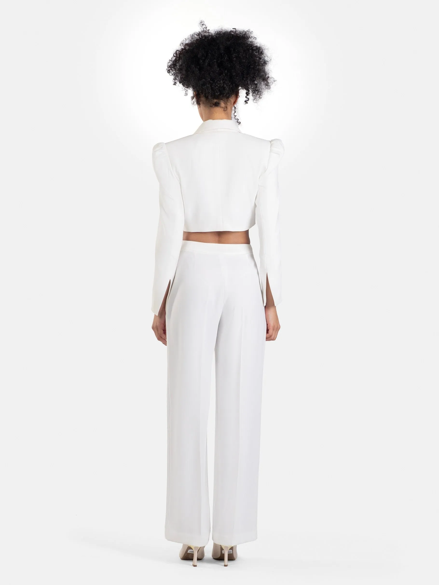 Cascade Cropped Blazer and Palazzo Pants Set