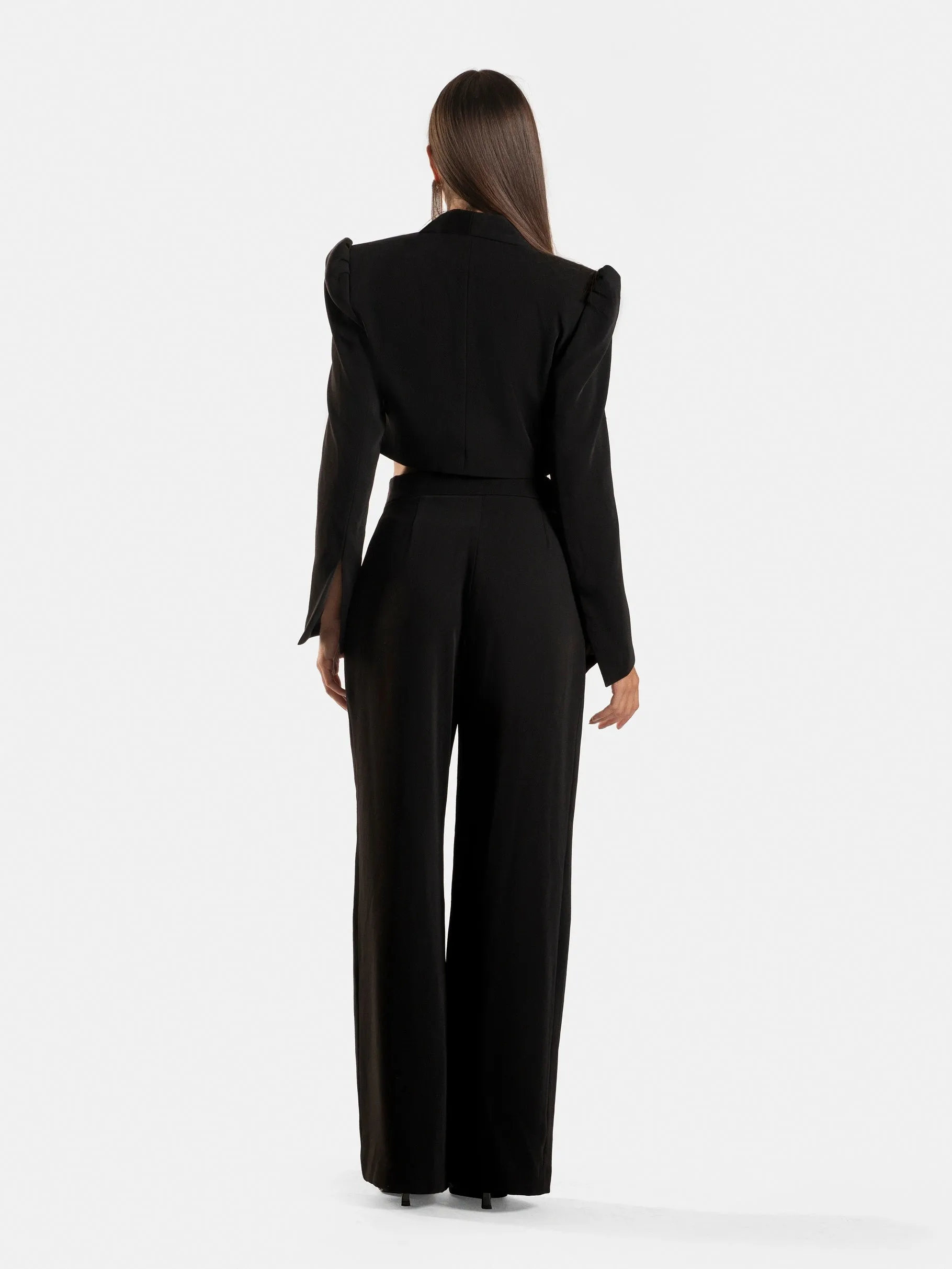 Cascade Cropped Blazer and Palazzo Pants Set