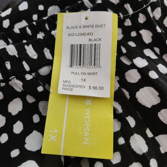 Cathy Daniels Woman Black and White Polka Dot Pull On Skirt 1X