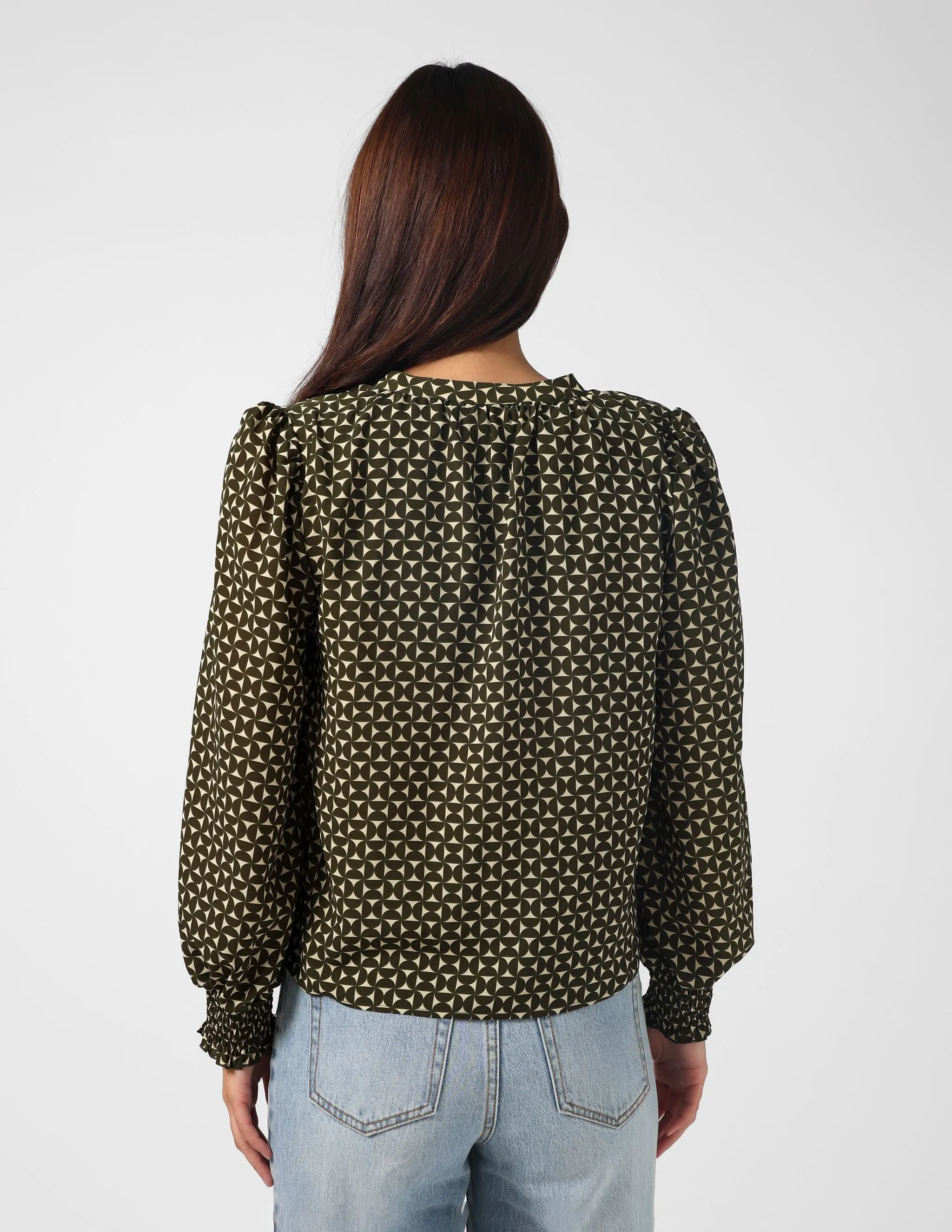 Cecily Blouse - Olive Mosaic