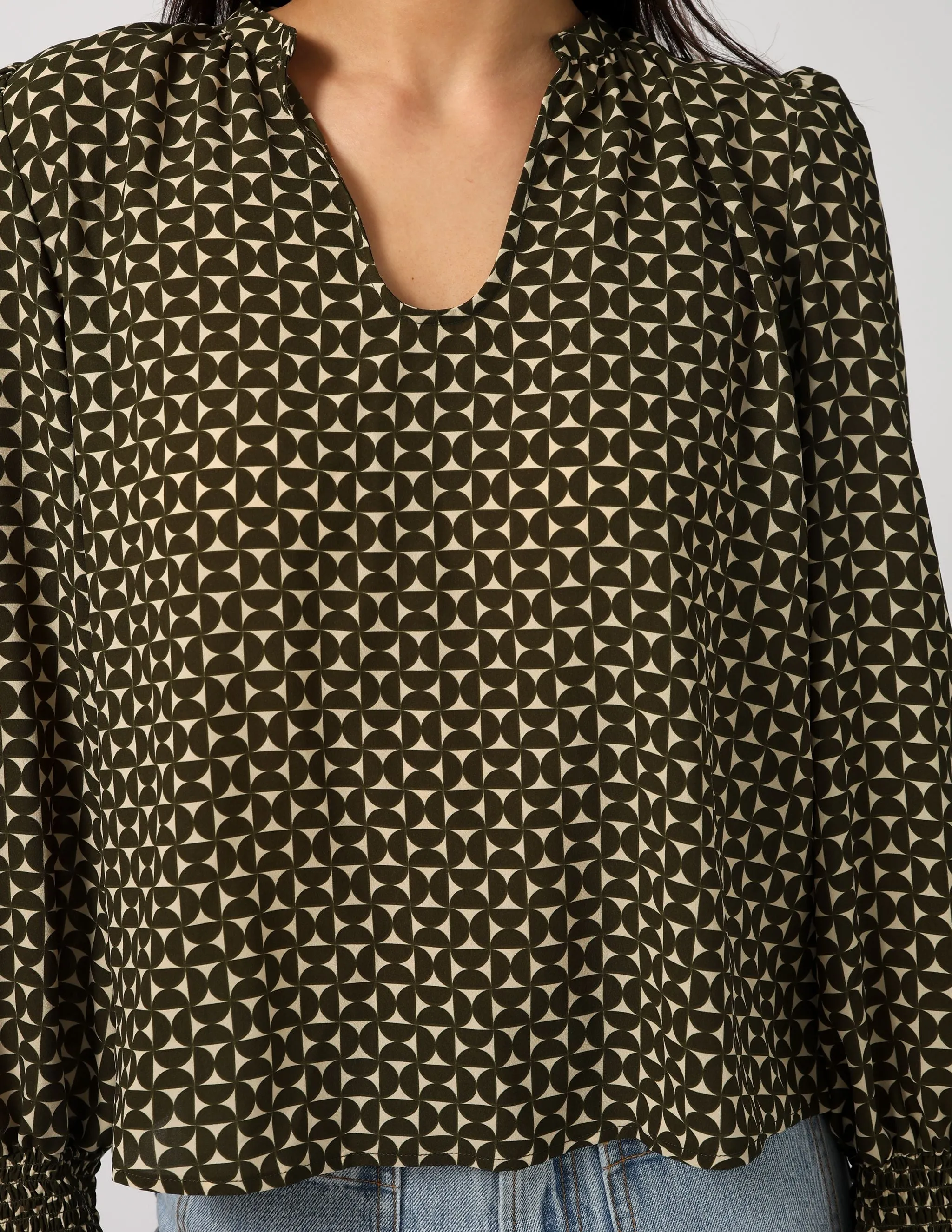 Cecily Blouse - Olive Mosaic