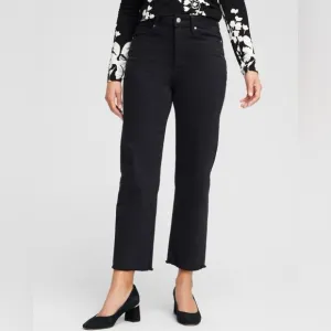 Chico's Women's High Rise Straight Leg Pants Black Size 14 Casual cropped