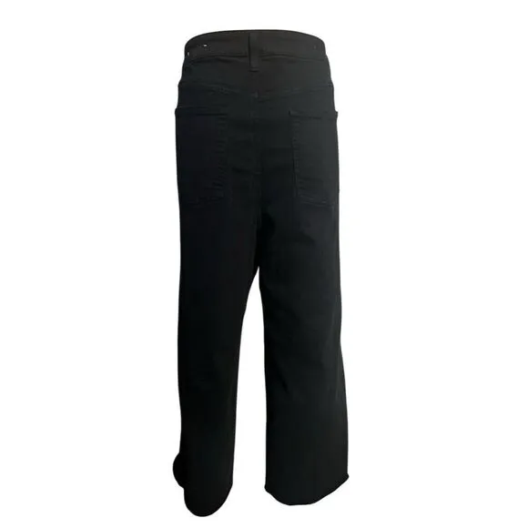 Chico's Women's High Rise Straight Leg Pants Black Size 14 Casual cropped