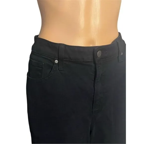 Chico's Women's High Rise Straight Leg Pants Black Size 14 Casual cropped
