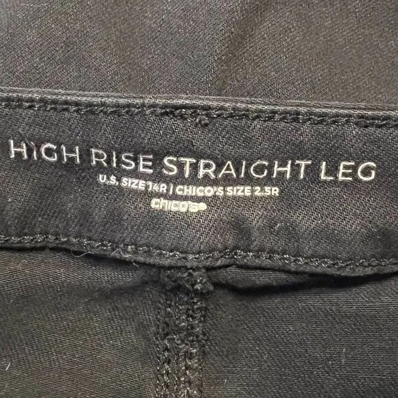 Chico's Women's High Rise Straight Leg Pants Black Size 14 Casual cropped