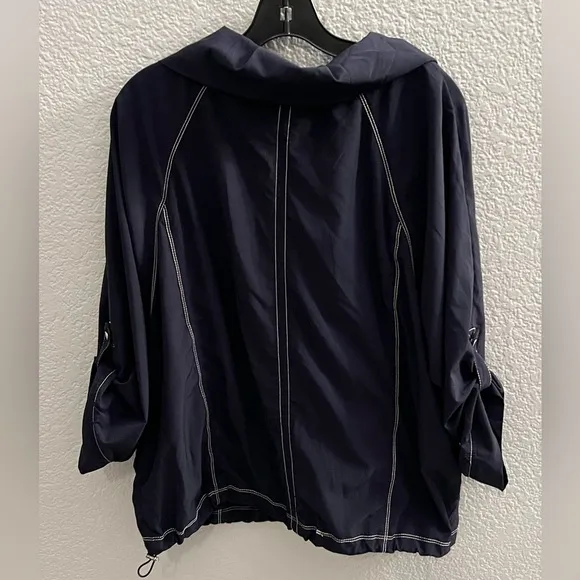 Chico’s Zynergy Nautical Navy Blue Jacket Cropped Pants Set Size Large