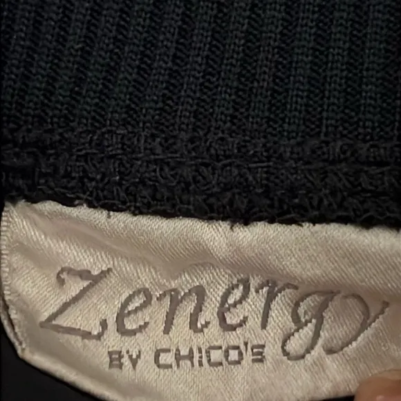 Chico’s Zynergy Nautical Navy Blue Jacket Cropped Pants Set Size Large
