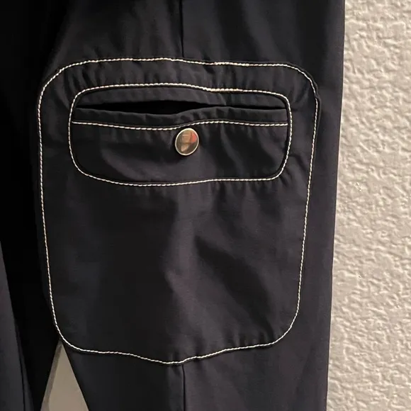 Chico’s Zynergy Nautical Navy Blue Jacket Cropped Pants Set Size Large