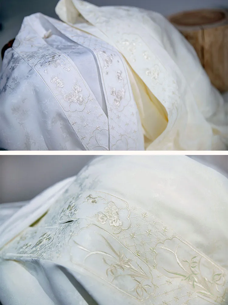 Chinese Style Retro Floral Pattern Embroidery Women's Long Sleeve Mandarin Collar Shirt Hanfu Top