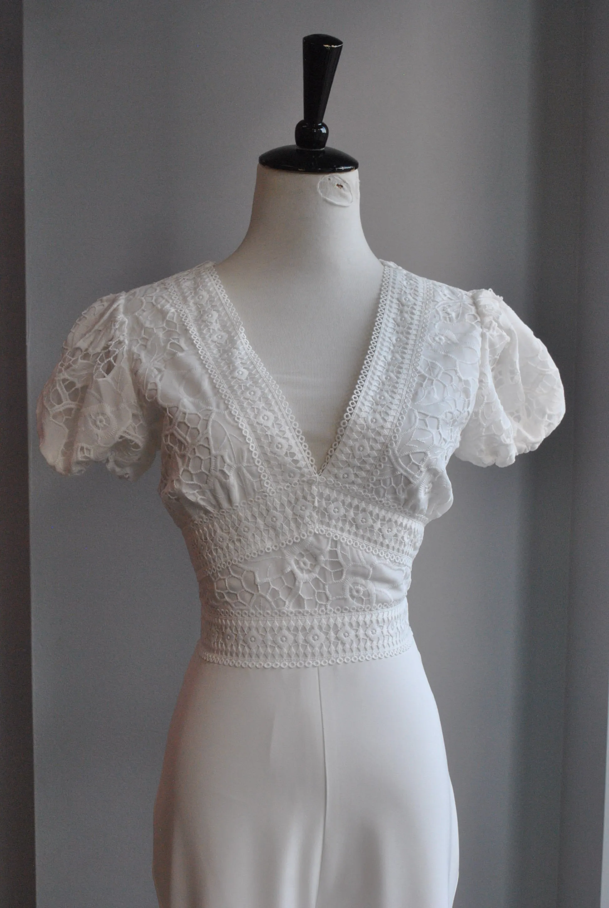 CLEARANCE - WHITE JUMPSUIT WITH LACE DETAILS