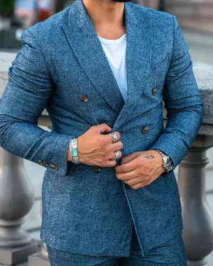 Colby Blue Double Breasted Best Fitting Close Fitting Prom Men Suits