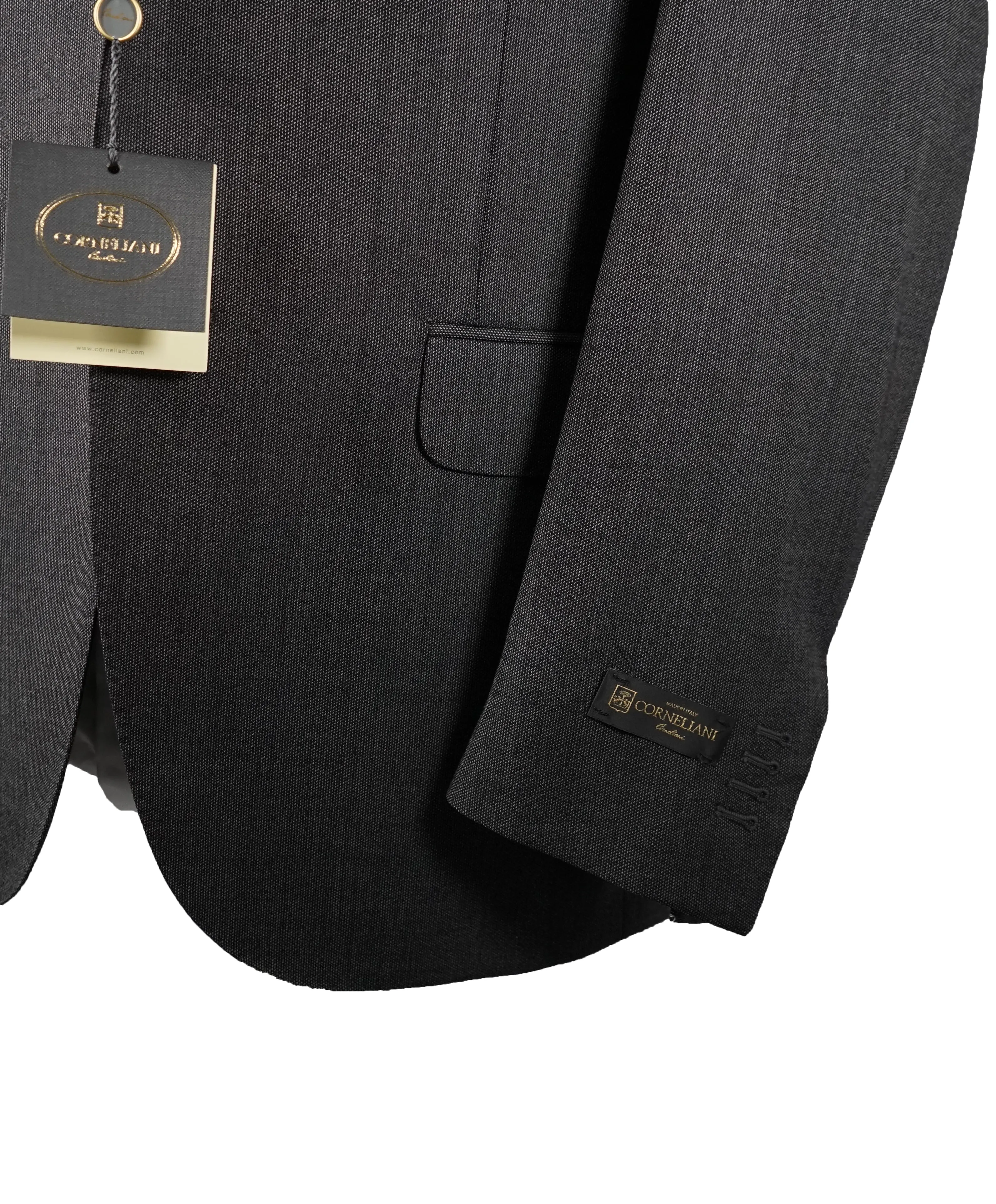 CORNELIANI - Super 150’s Textured Gray Birdseye Suit “Extrafine Merinos” - 38R