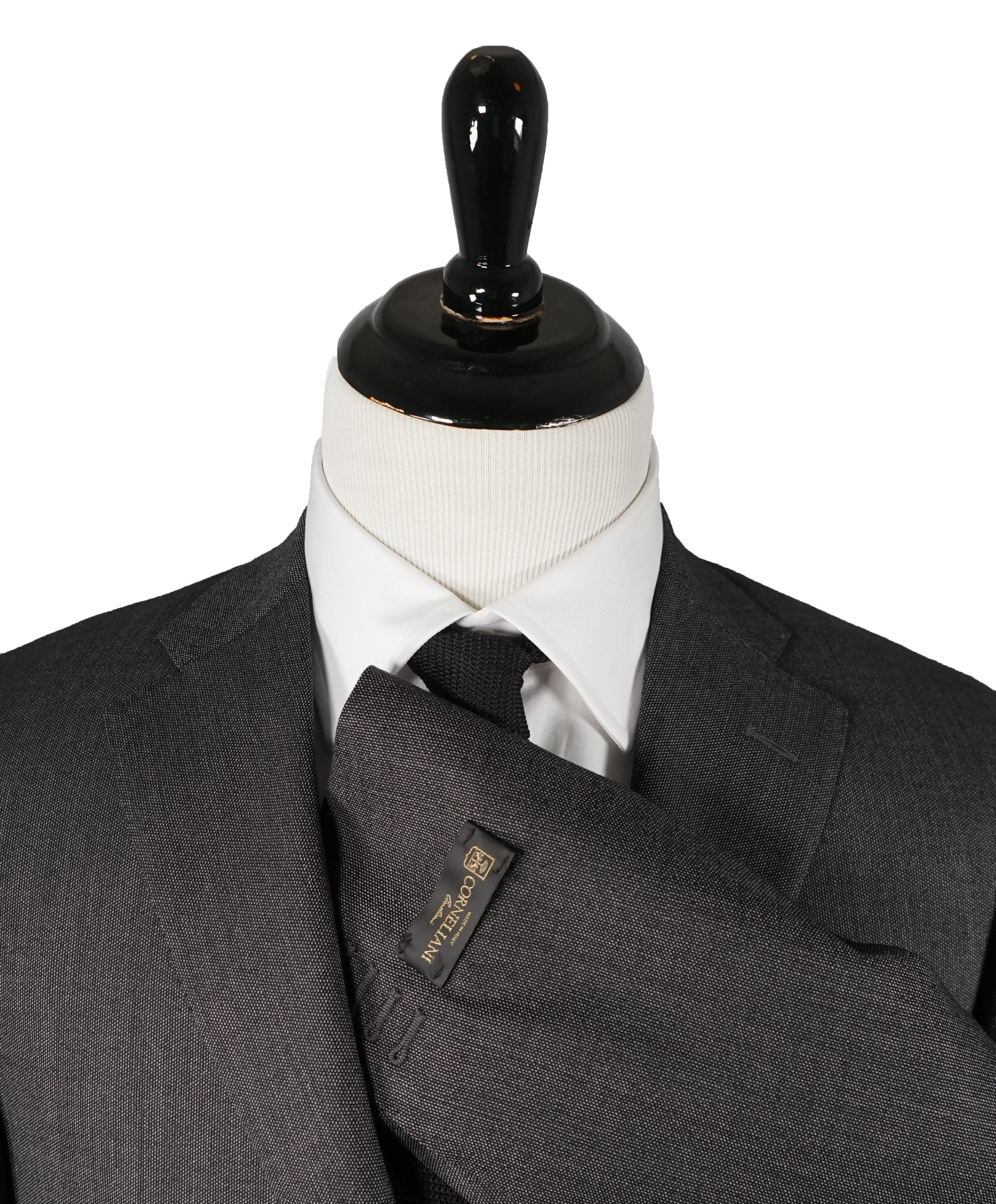 CORNELIANI - Super 150’s Textured Gray Birdseye Suit “Extrafine Merinos” - 38R