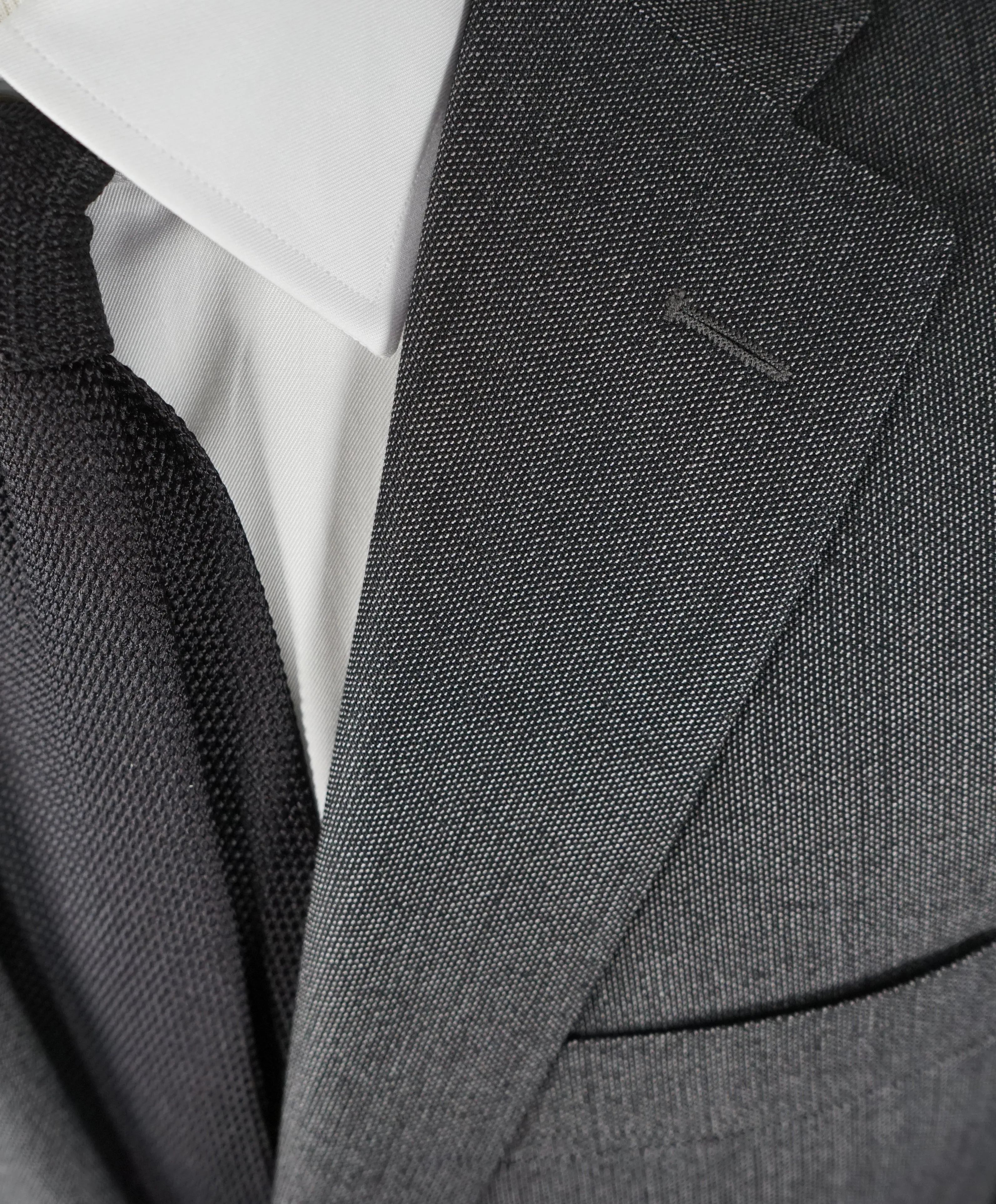 CORNELIANI - Super 150’s Textured Gray Birdseye Suit “Extrafine Merinos” - 38R