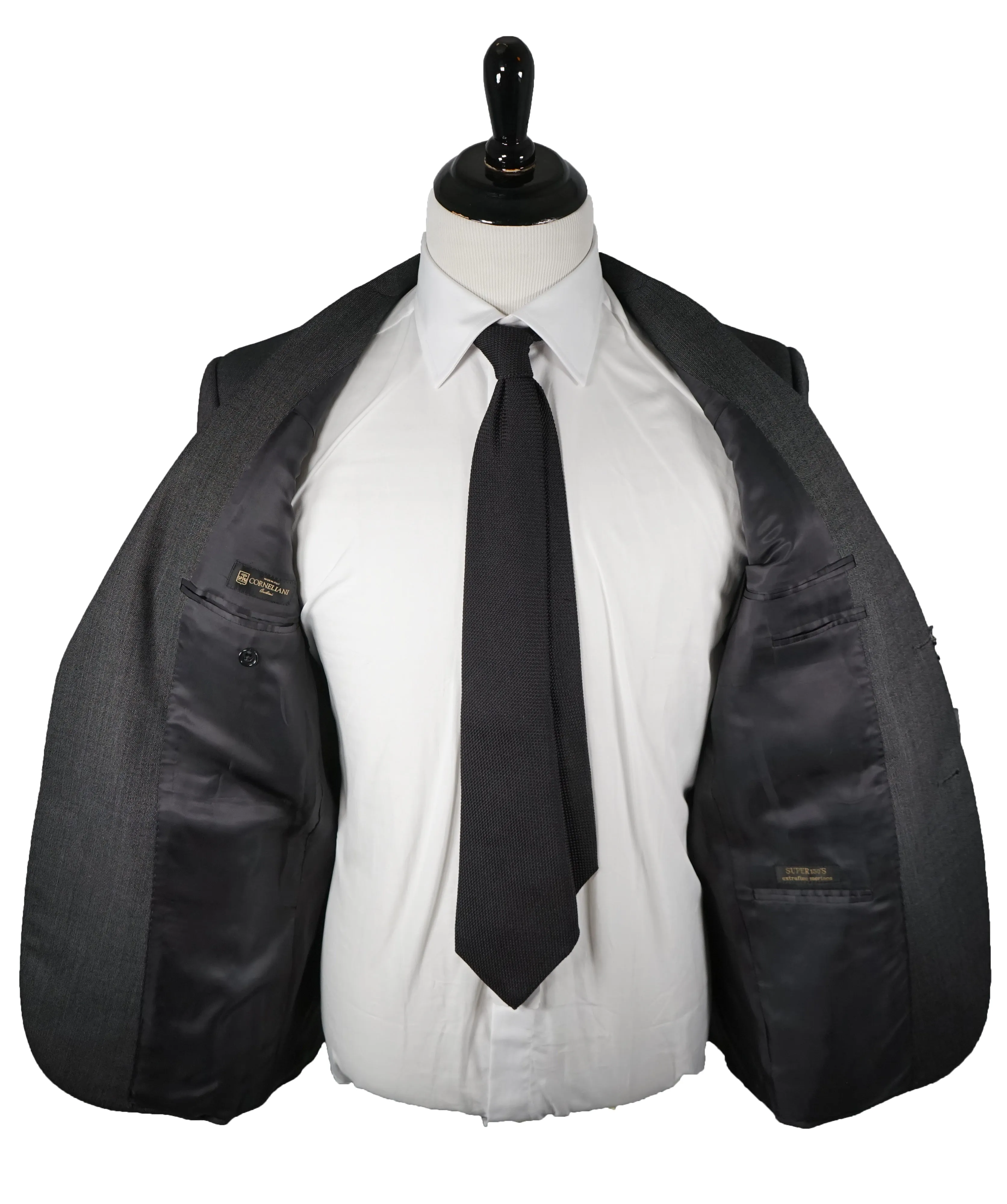 CORNELIANI - Super 150’s Textured Gray Birdseye Suit “Extrafine Merinos” - 38R