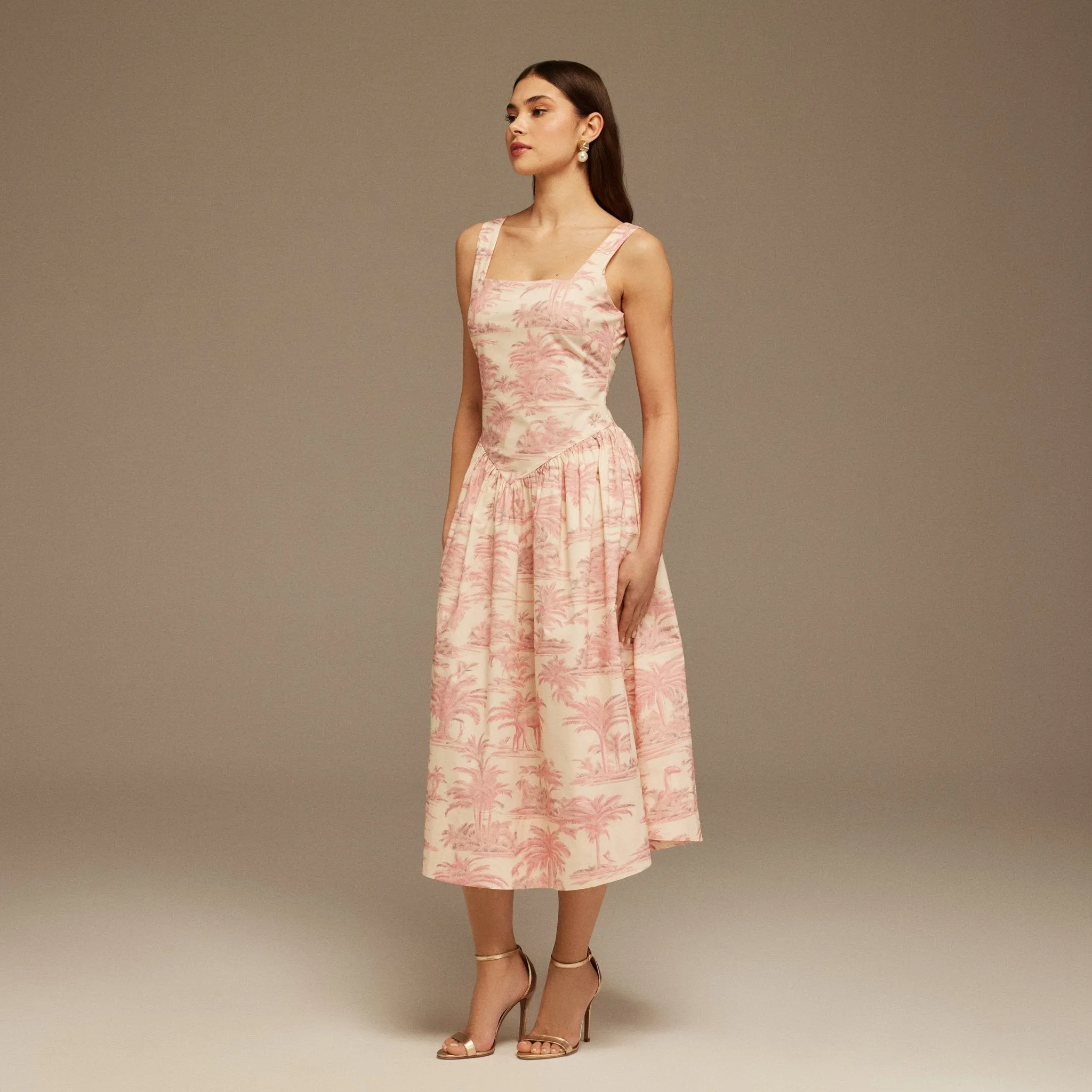 Corset Sleeveless Cotton Midi Dress