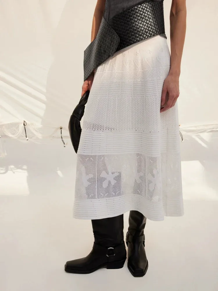 Cotton Jacquard Midi Skirt