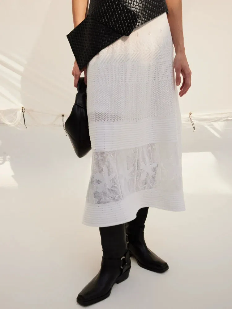 Cotton Jacquard Midi Skirt