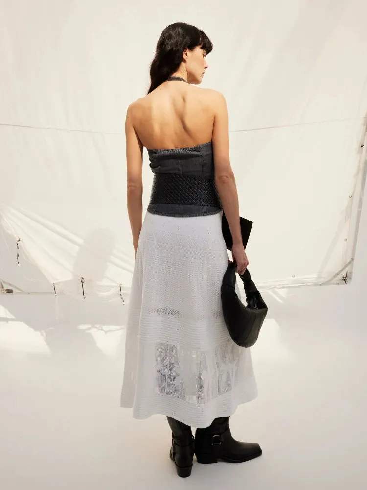 Cotton Jacquard Midi Skirt