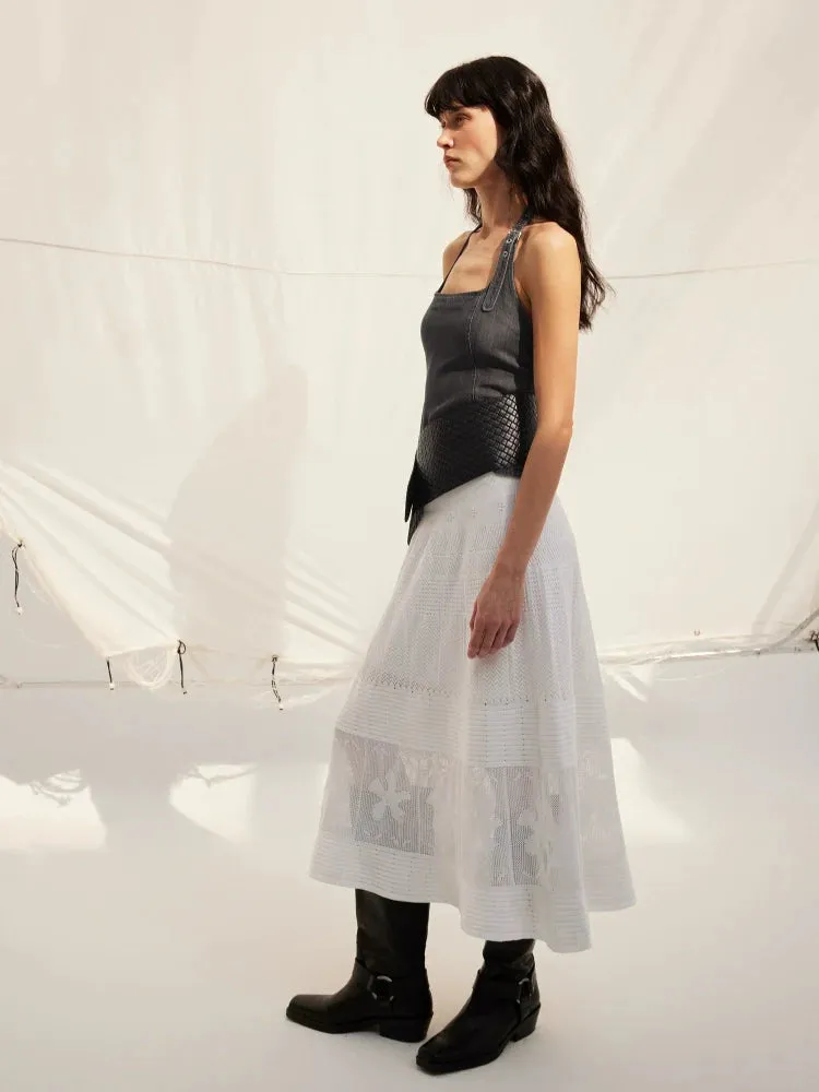 Cotton Jacquard Midi Skirt