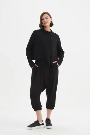 Cowl Neck Button Cardi Black