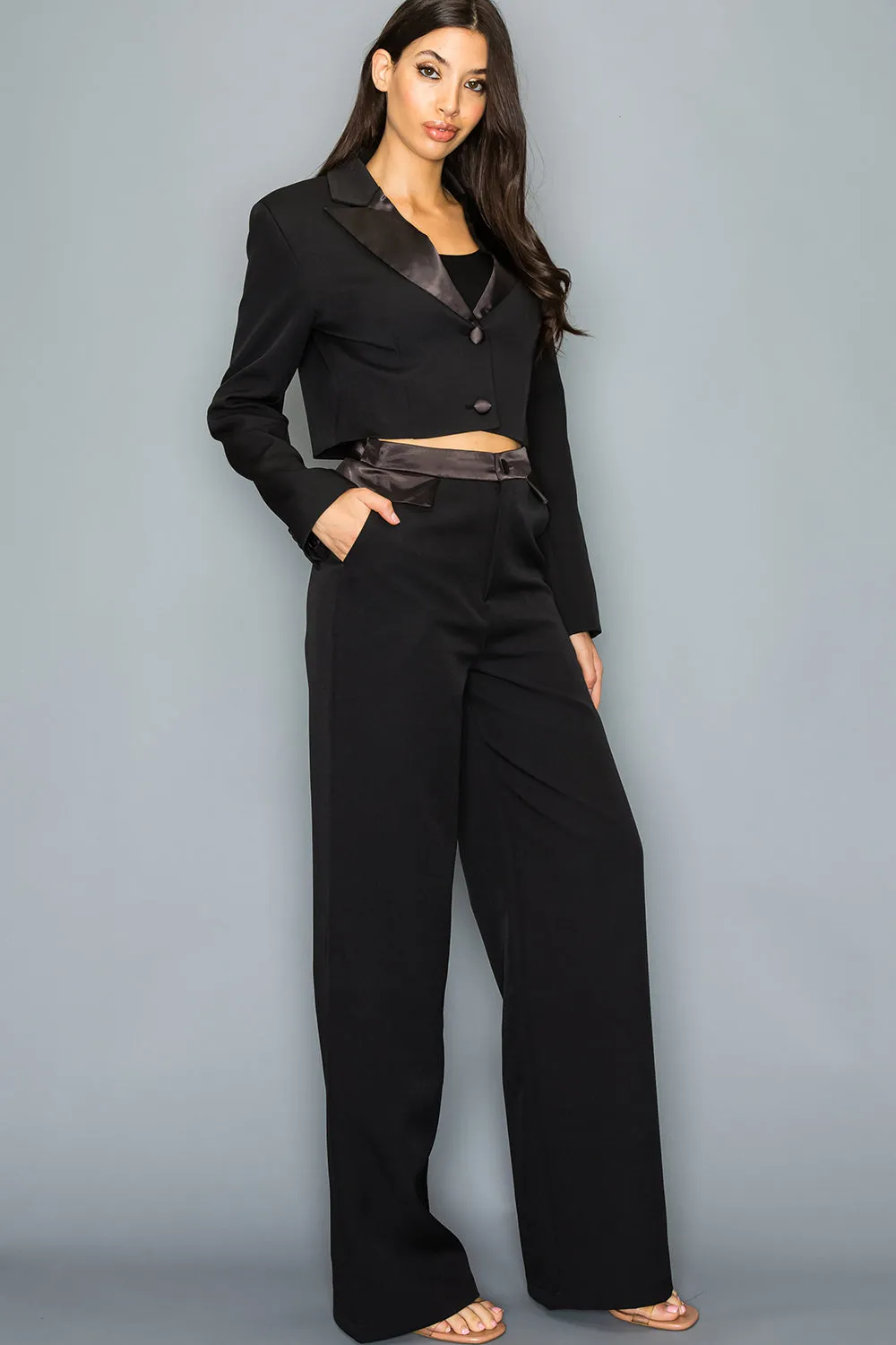 Crop Blazer and Pants Set