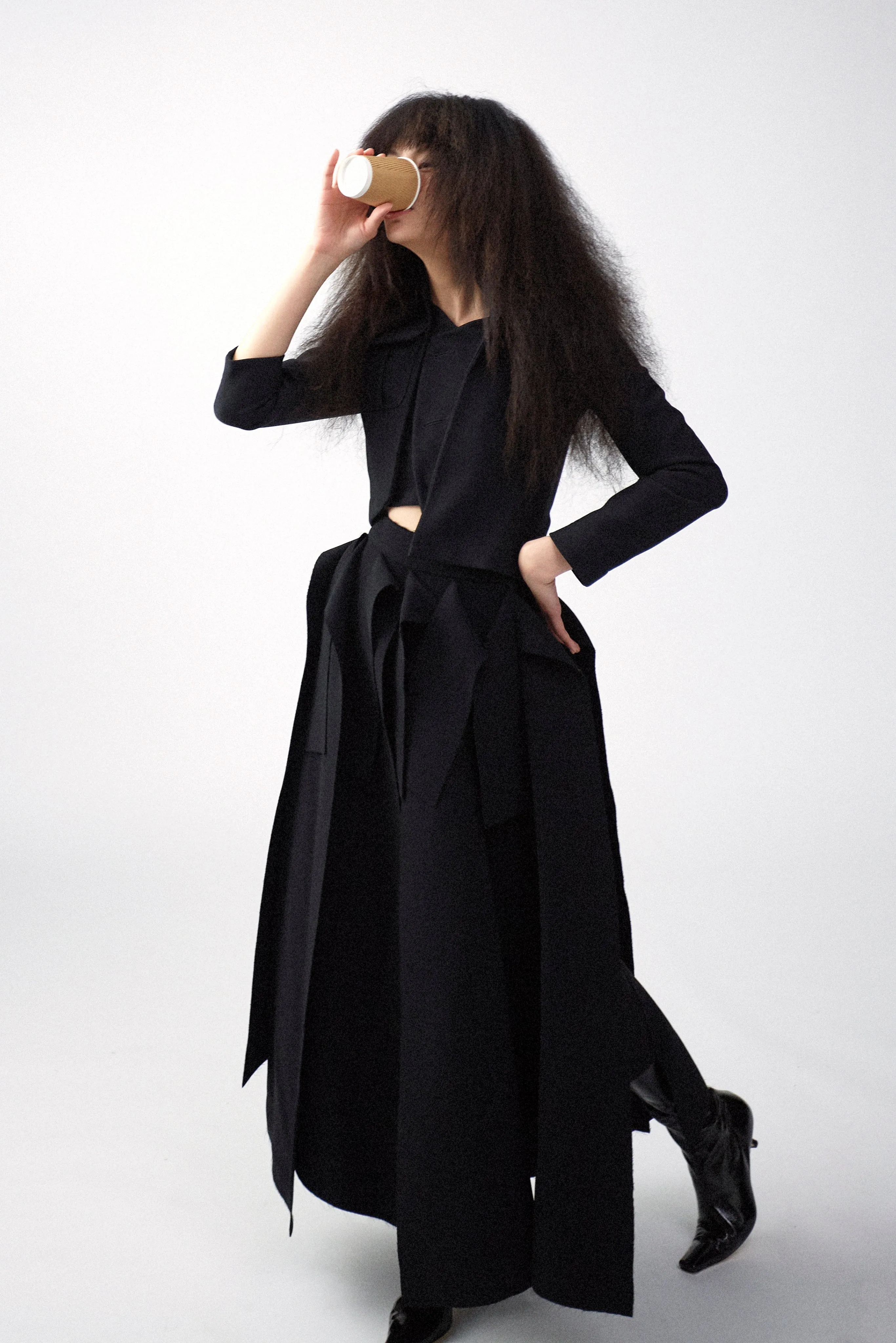 Cropped Asymmetric Jacket Black