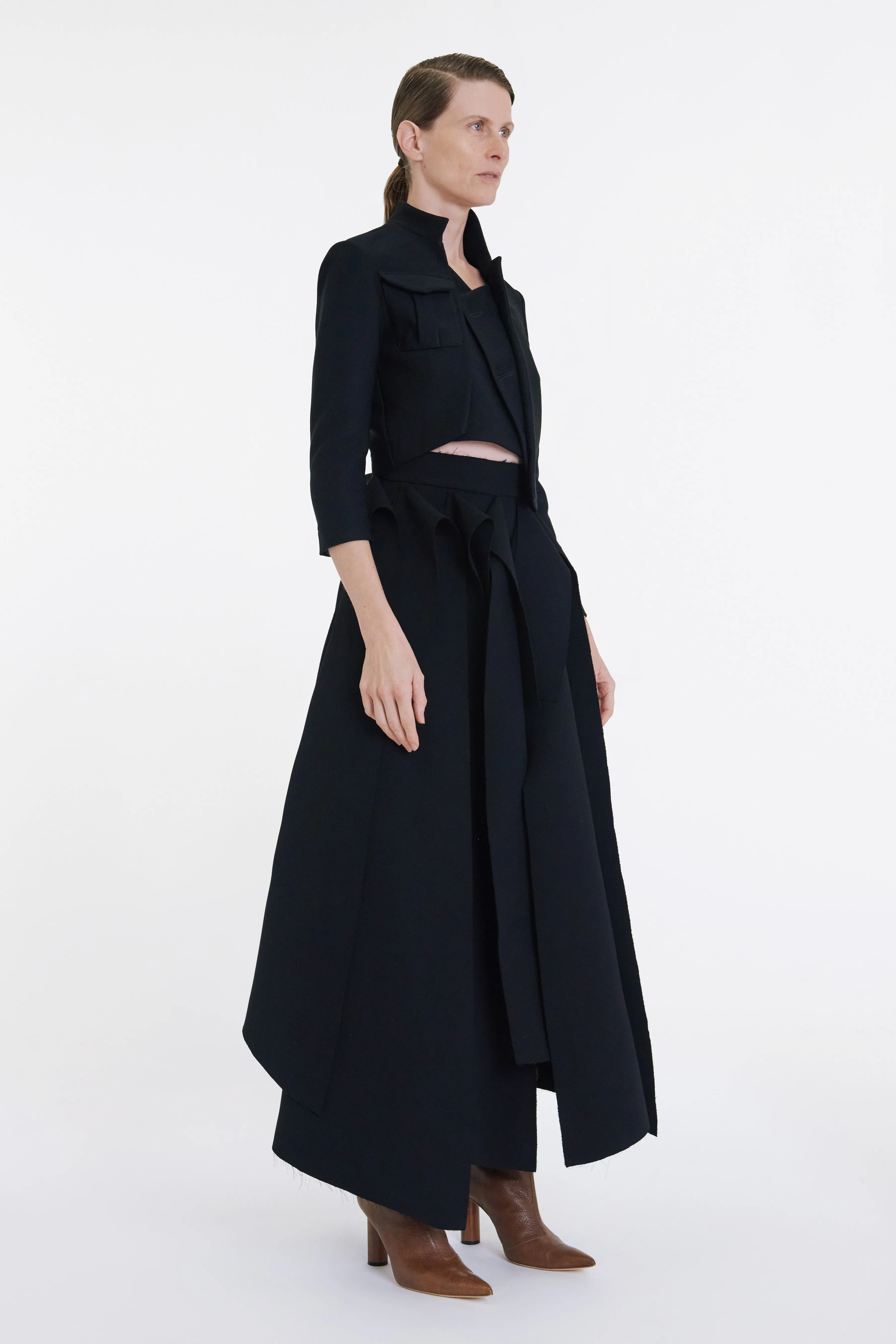 Cropped Asymmetric Jacket Black