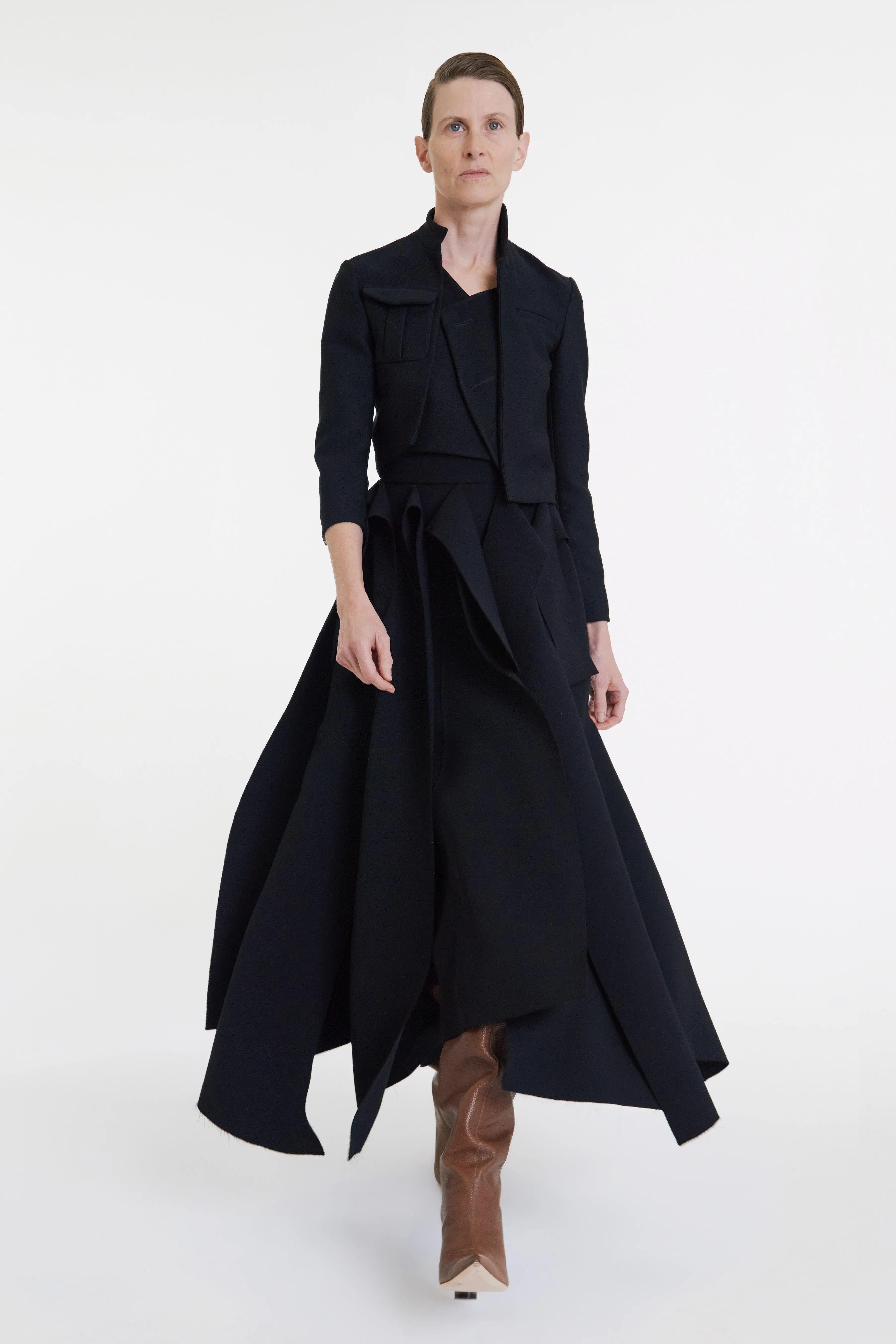 Cropped Asymmetric Jacket Black