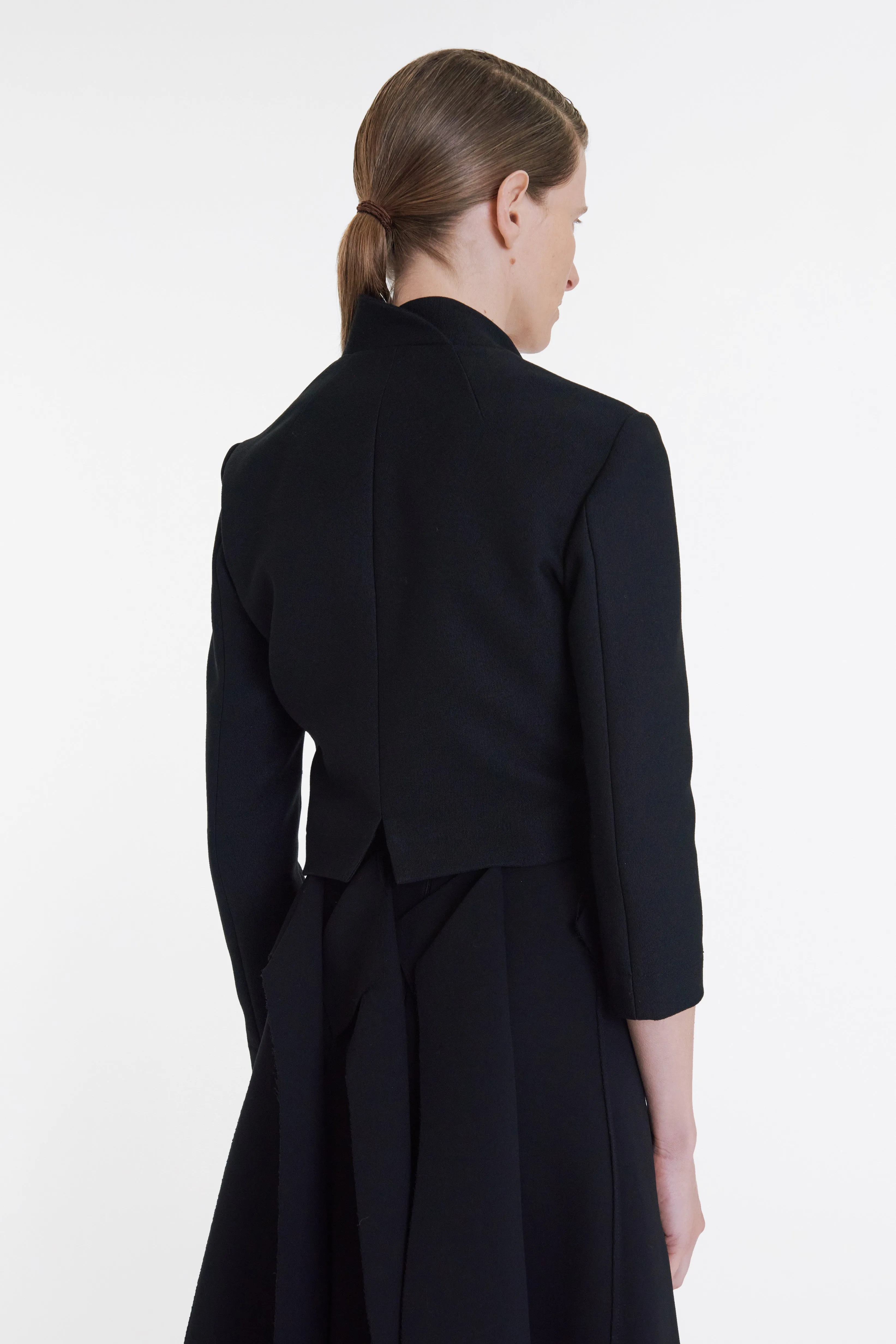 Cropped Asymmetric Jacket Black