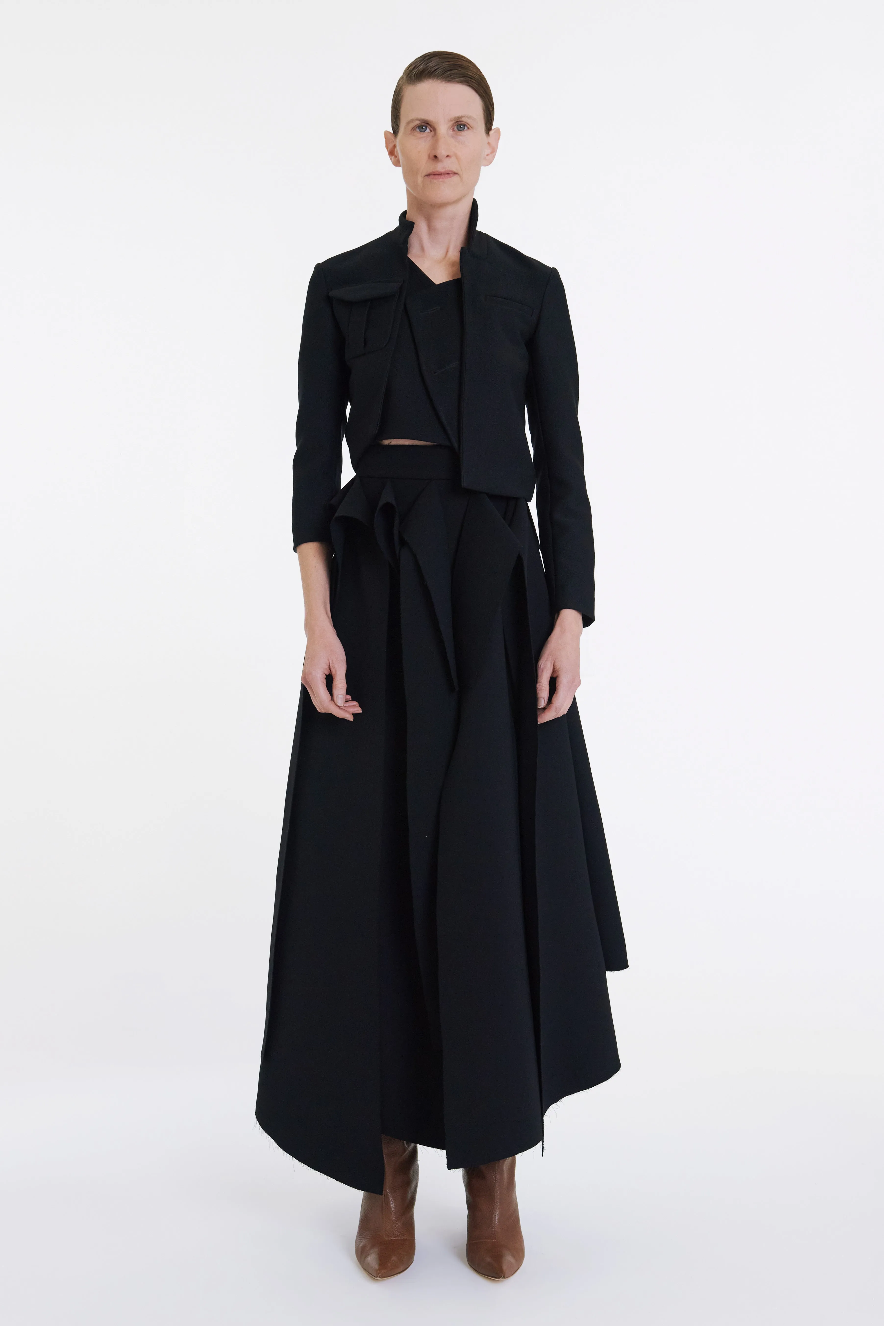Cropped Asymmetric Jacket Black
