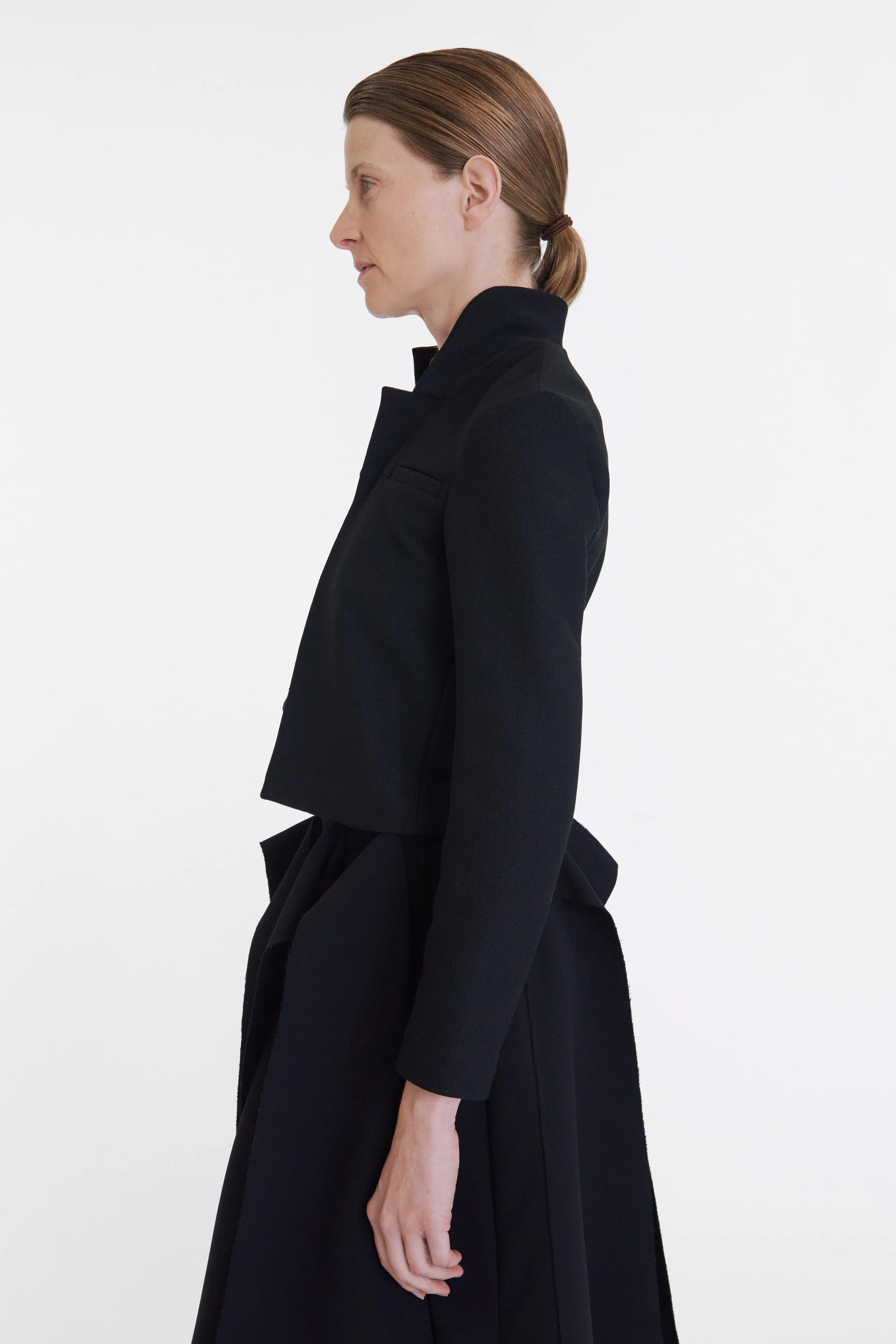 Cropped Asymmetric Jacket Black