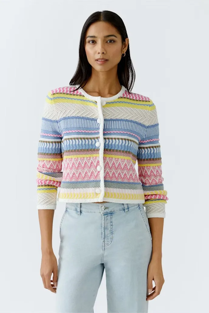 Cropped cardigan in summery colour mix