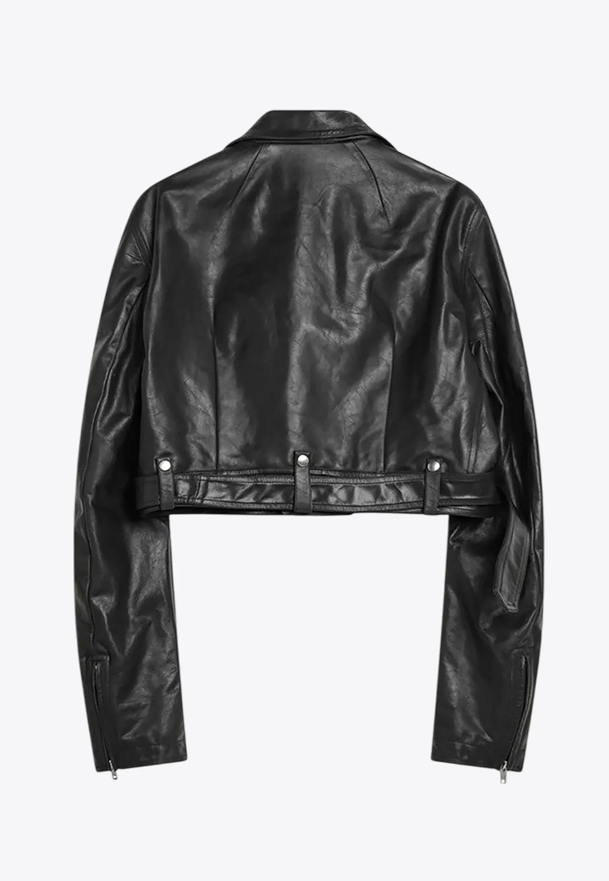 Cropped Leather Biker Jacket