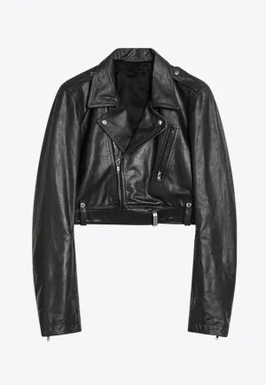 Cropped Leather Biker Jacket