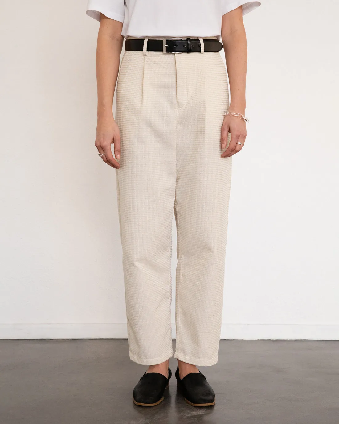 Cropped Pantalone Waffle Sand