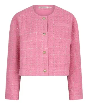 Cropped Pink Boucle Jacket