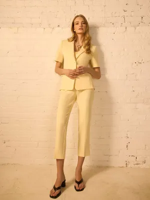 Cropped Straight Leg Pants With Side Slits