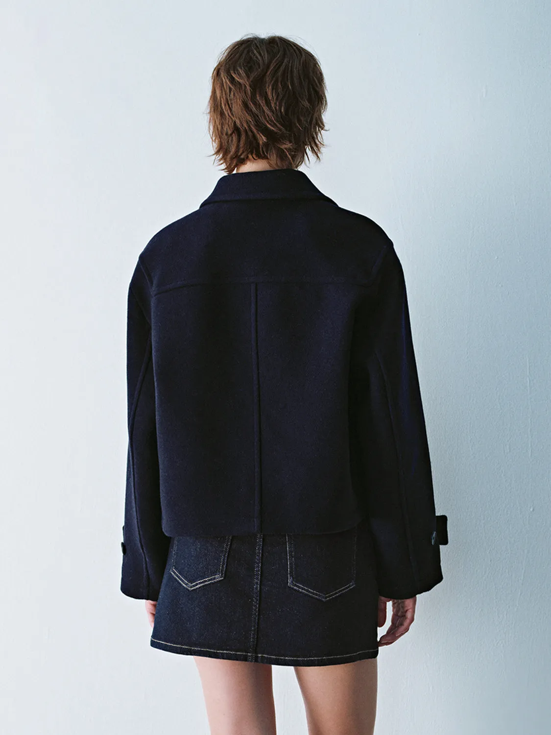 Cropped Toggle Button Loose Jackets