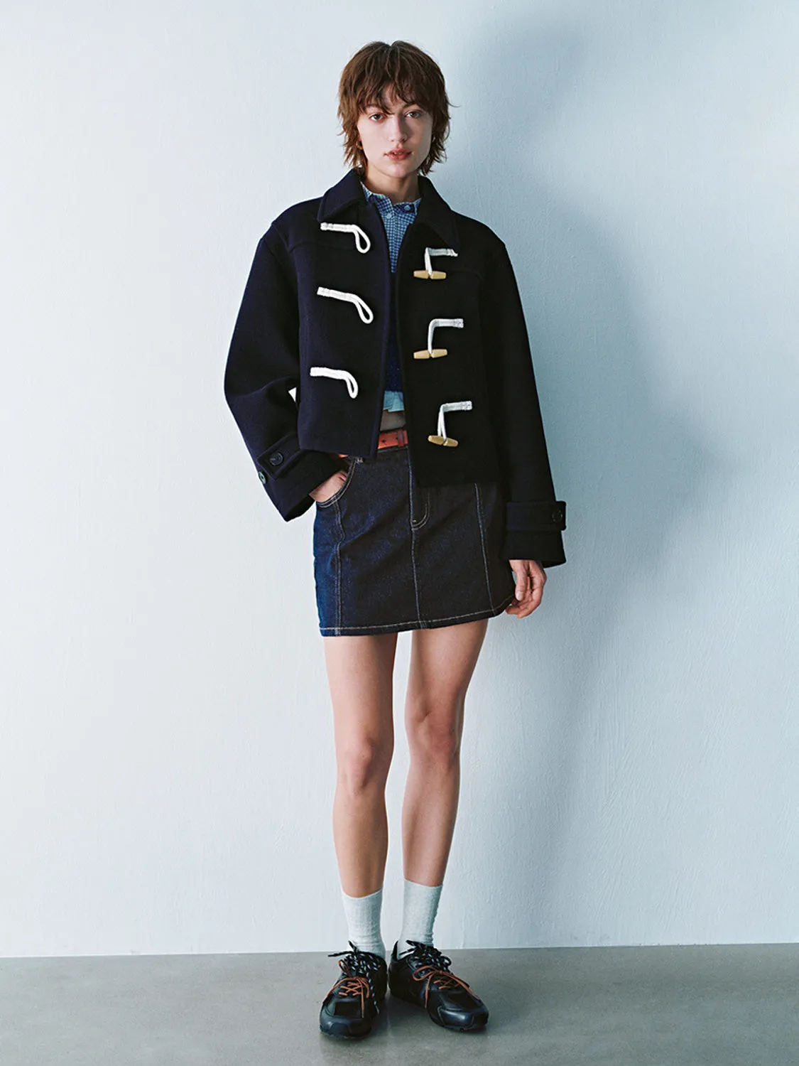 Cropped Toggle Button Loose Jackets