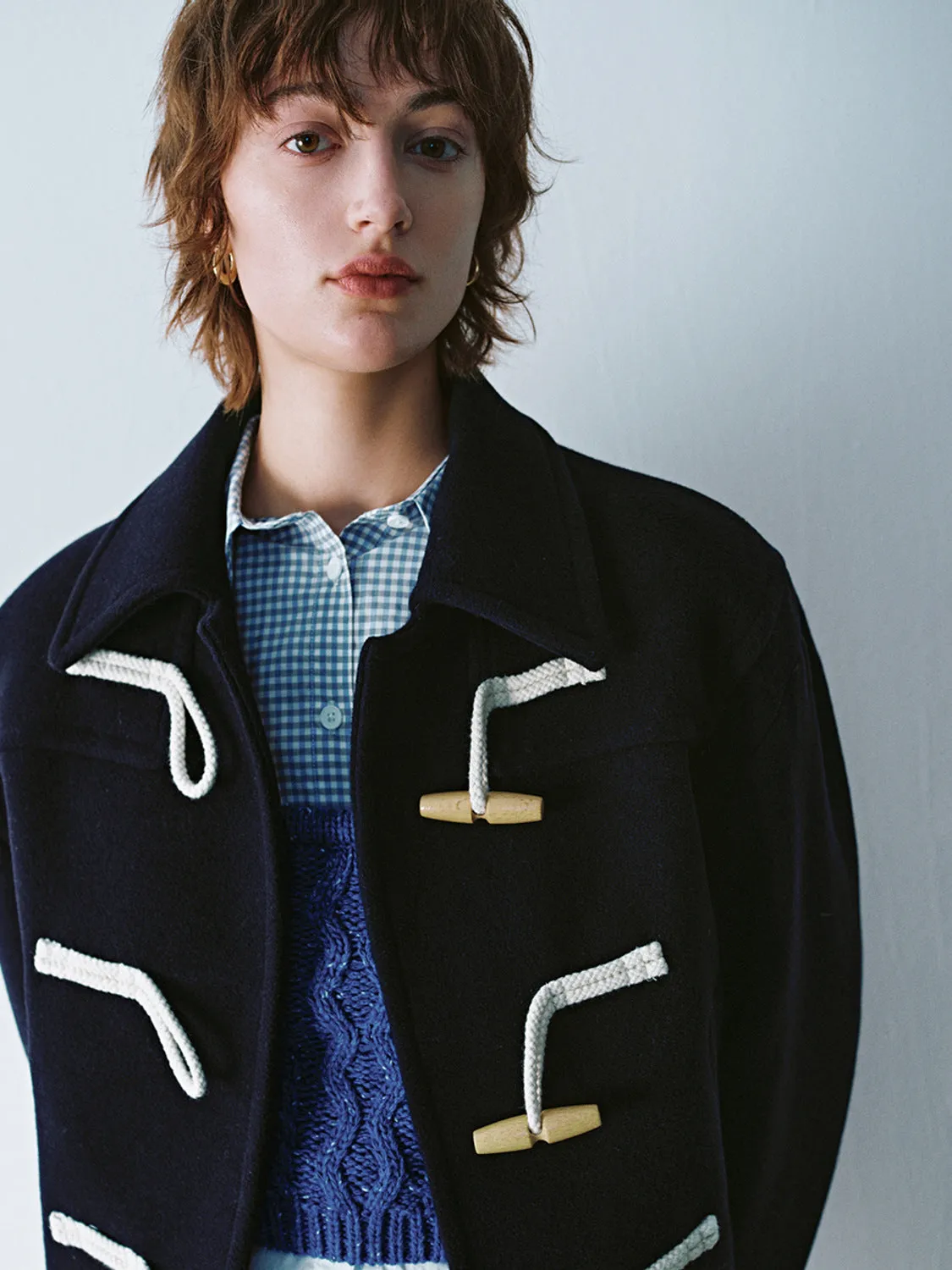 Cropped Toggle Button Loose Jackets