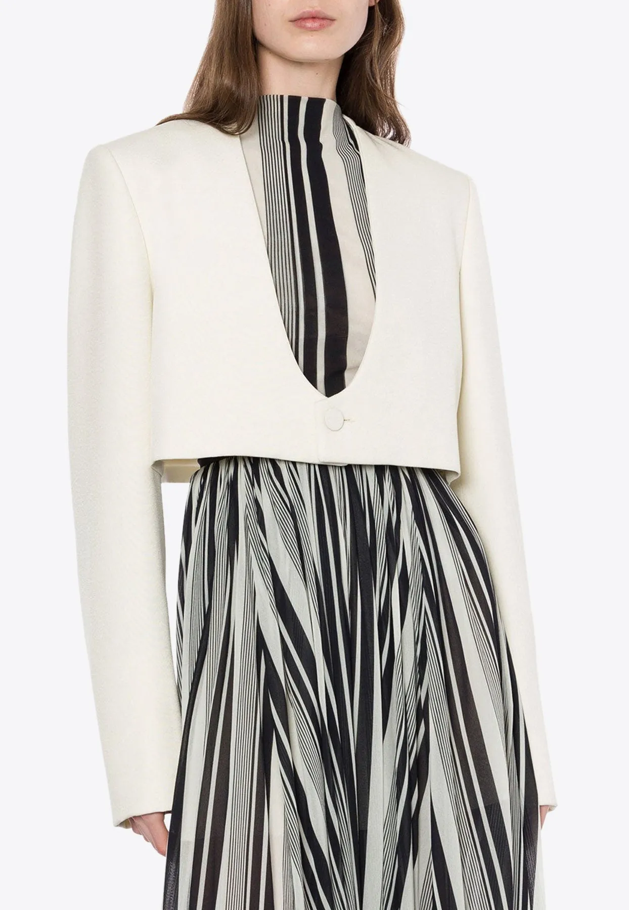 Cropped V-neck Blazer