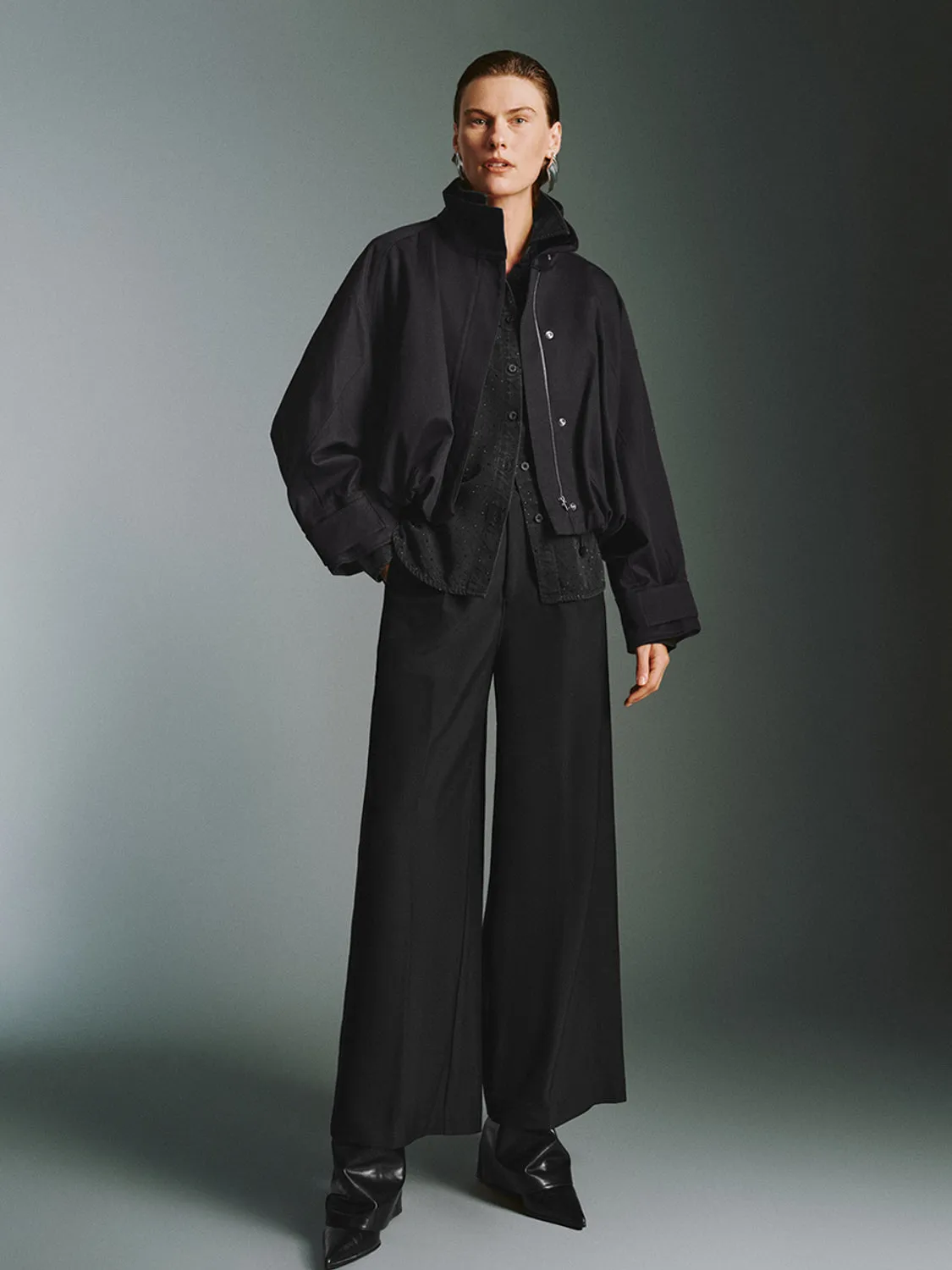 Cropped Zip Up Front Jackets