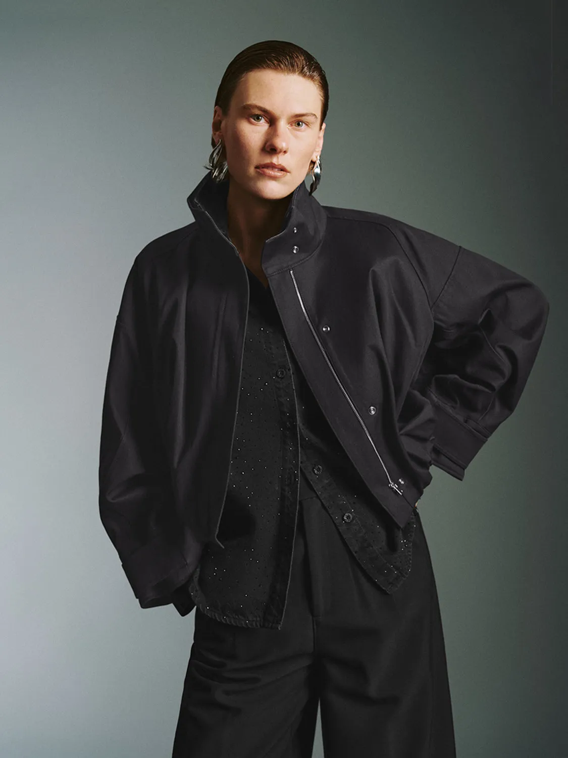 Cropped Zip Up Front Jackets