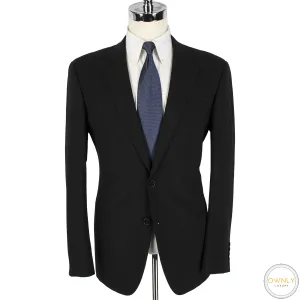 CURRENT Armani Collezioni G Line Black Wool Fresco Flat Front 2Btn Suit 44R
