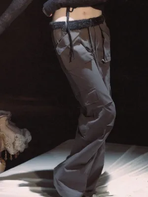 Dark Cropped Drawstring Work Pants