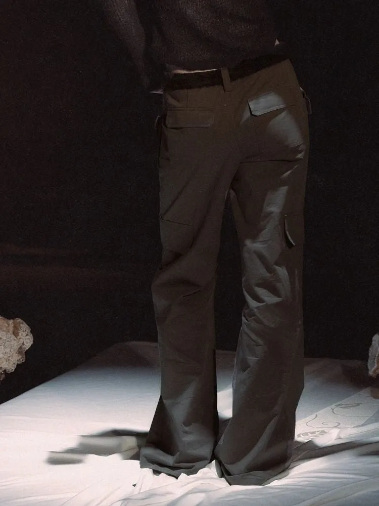 Dark Cropped Drawstring Work Pants