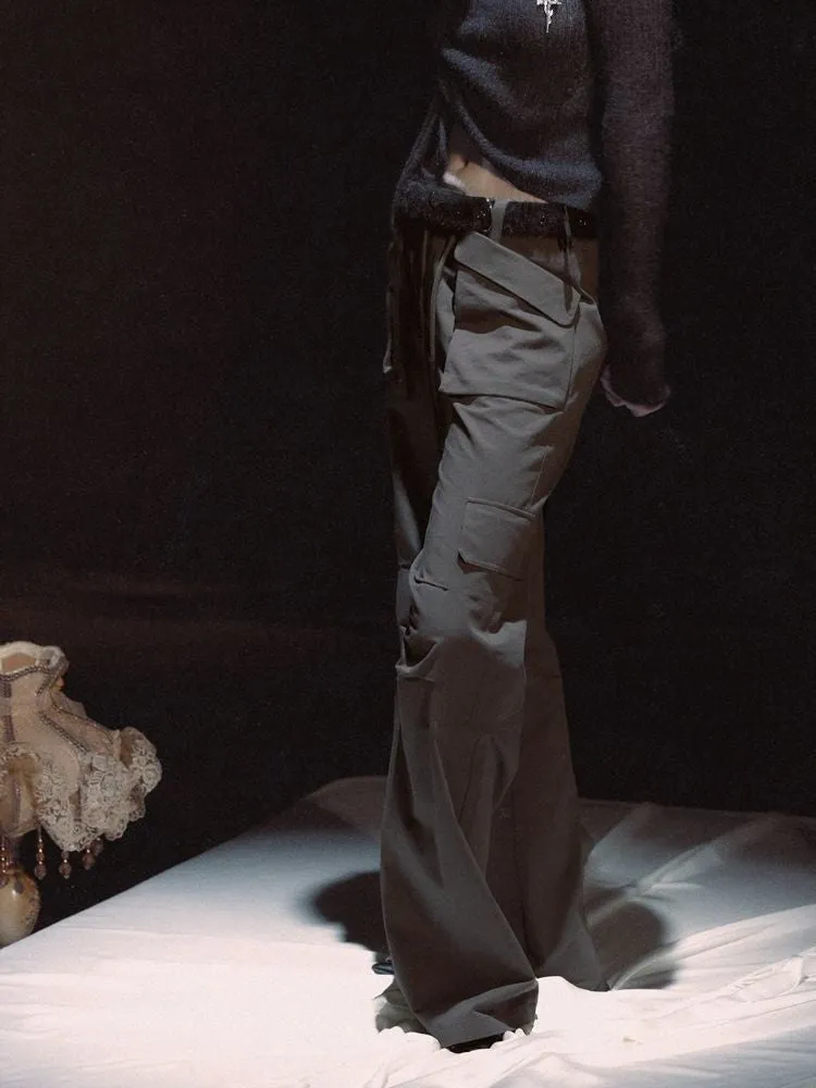 Dark Cropped Drawstring Work Pants