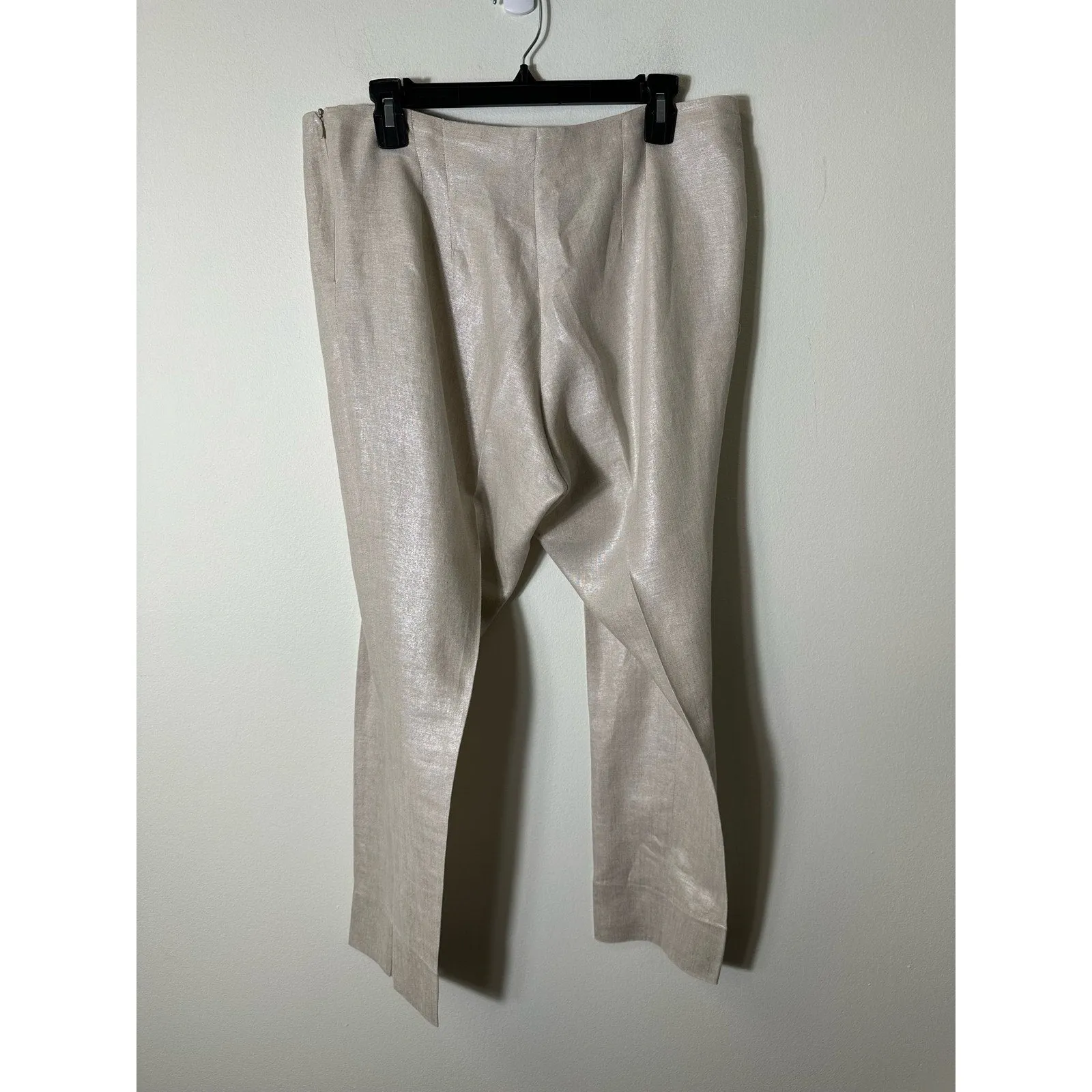 David Maison Gold Shimmery Linen Cropped Pants Sz 38" Waist